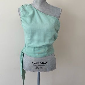 Spartina 449 One Shoulder Wrap Tie Waist Top Seafoam Green Size Small